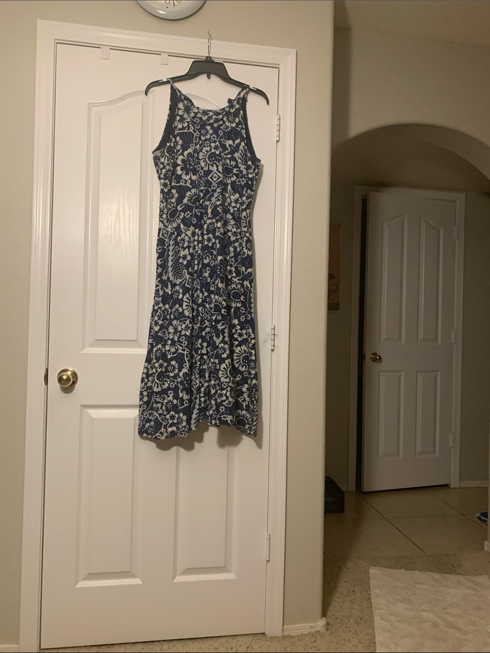 Chaps Navy and White Paisley Midi Sundress